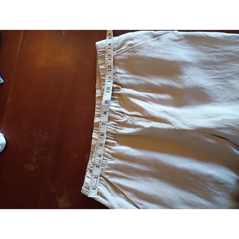 Quince Women's European Linen Pants Driftwood Size Small Wide Leg Off White